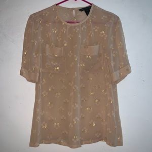 Marc by Marc Jacobs pink gold floral silk tee sz 4